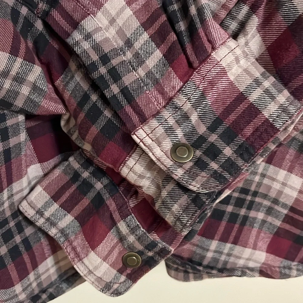 Croft & Barrow mens flannel shirt shacket XL fleece lined plaid outdoor warm